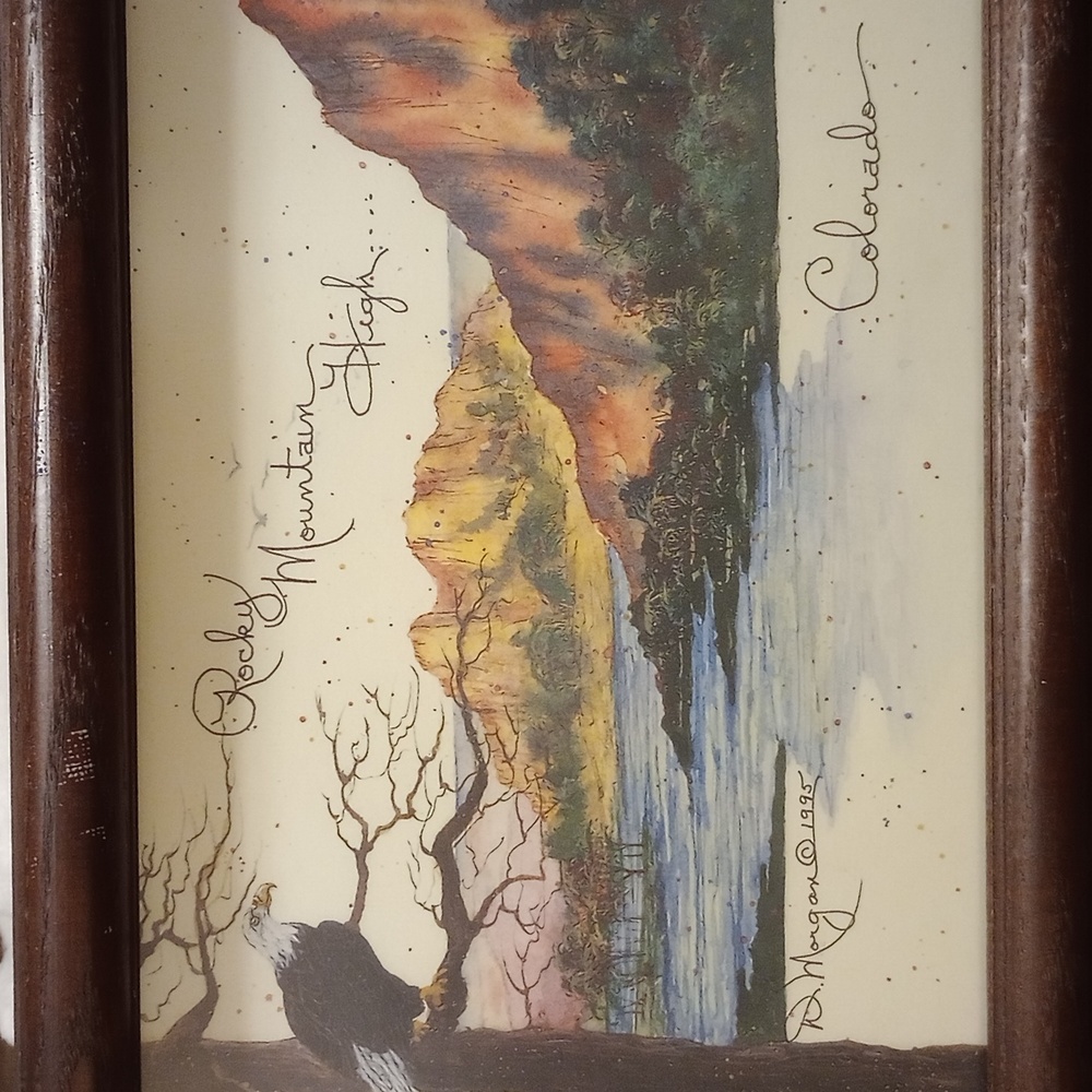 Vintage 1995 framed artwork Colorado scene - Picture 2 of 6